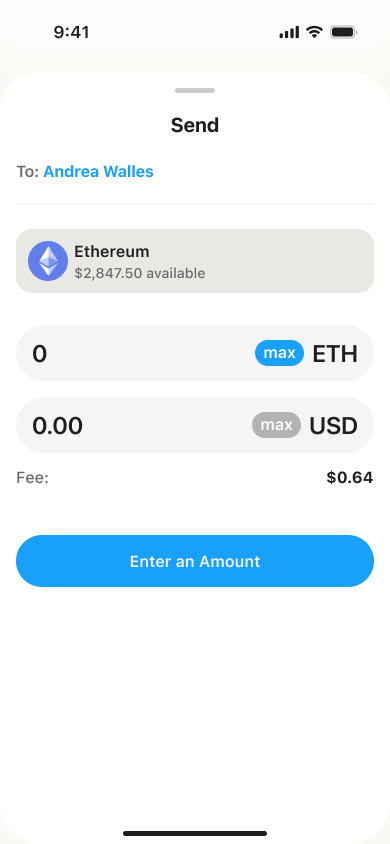 Mobile — send, enter amount
