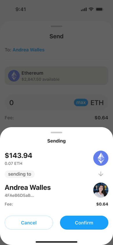 Mobile — send, confirm